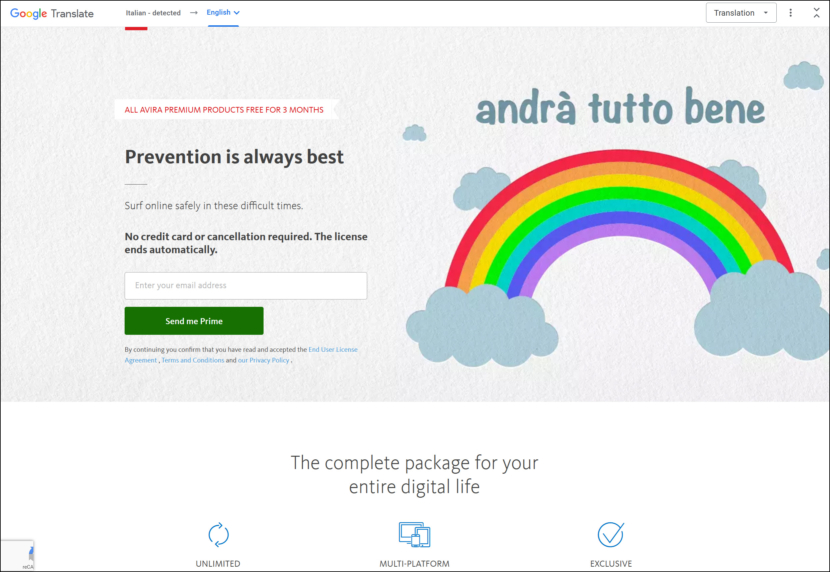 avira antivirus promotion screen shot