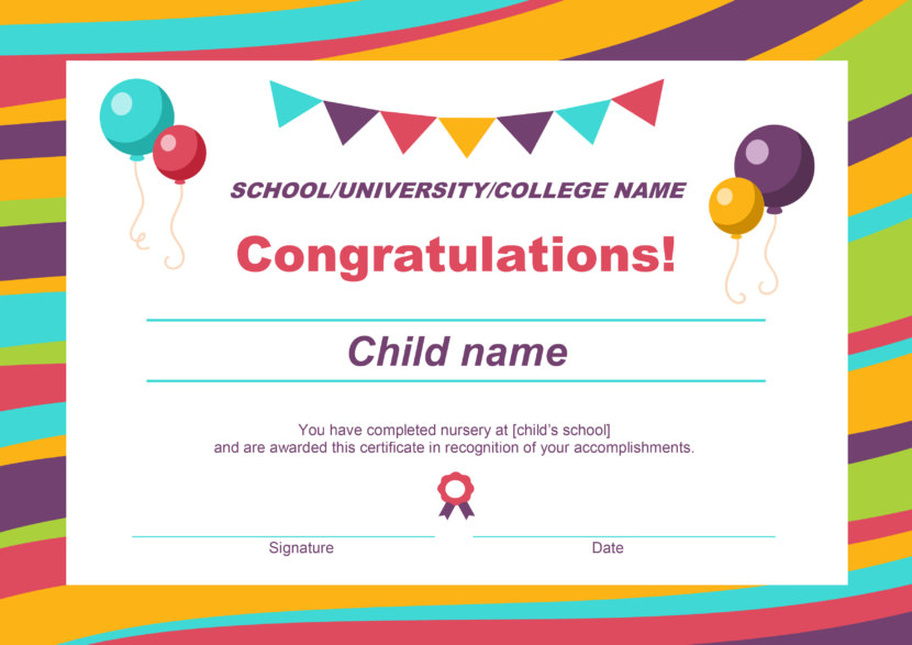 Screenshot of blank student certificate template