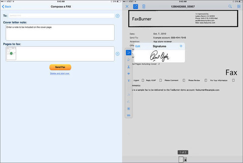 Send and receive free faxes to your email or iPhone